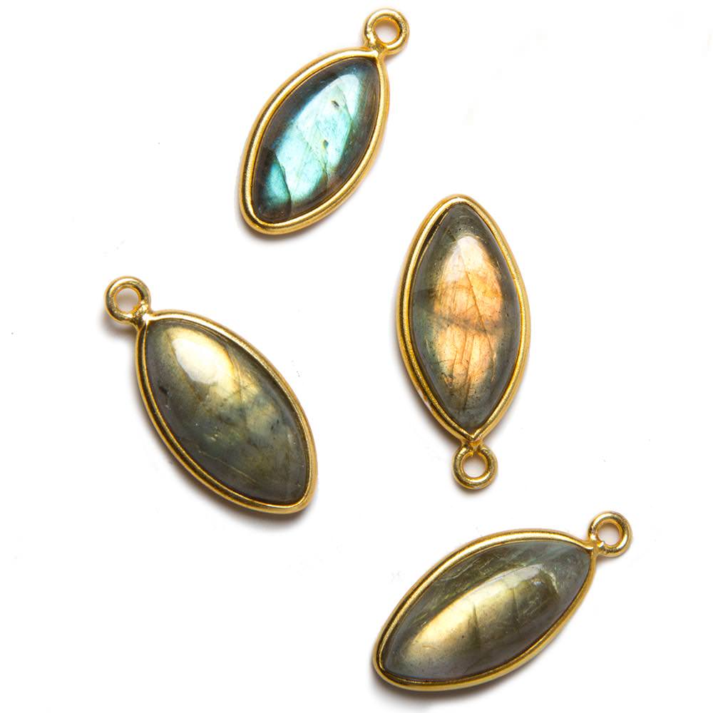17x10mm Vermeil Bezel Labradorite Marquise Cabochon Pendant 1 piece (ONLINE ORDER ONLY)