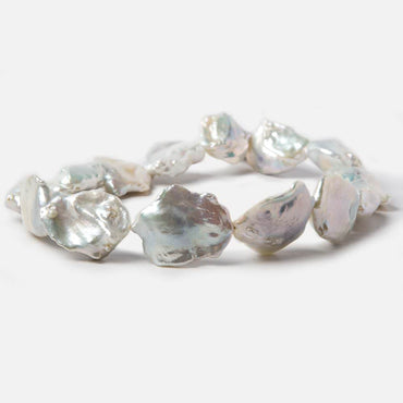 21x10x23-23x11x30mm Silver White Souffle Freshwater Pearls 16 inch 15 pieces (ONLINE ORDER ONLY)