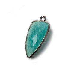 21x11mm Black Gold Bezel Amazonite faceted point 1 focal bead (ONLINE ORDER ONLY)