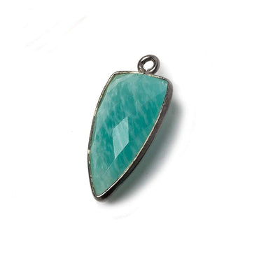21x11mm Black Gold Bezel Amazonite faceted point 1 focal bead (ONLINE ORDER ONLY)