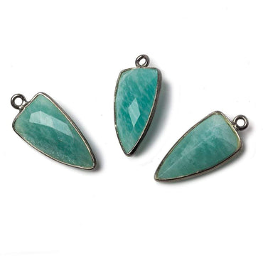 21x11mm Black Gold Bezel Amazonite faceted point 1 focal bead (ONLINE ORDER ONLY)