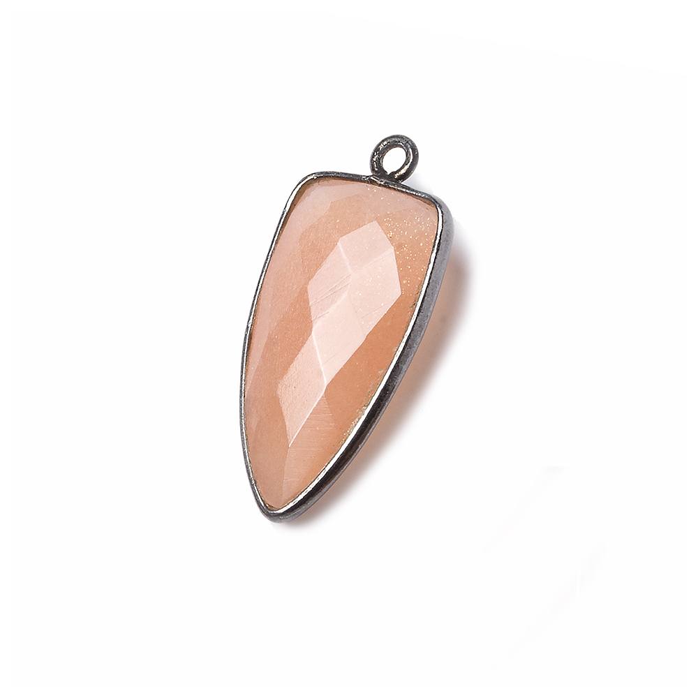 21x11mm Black Gold Bezel Angel Skin Peach Moonstone faceted point 1 focal bead (ONLINE ORDER ONLY)