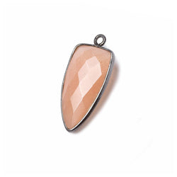 21x11mm Black Gold Bezel Angel Skin Peach Moonstone faceted point 1 focal bead (ONLINE ORDER ONLY)