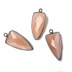 21x11mm Black Gold Bezel Angel Skin Peach Moonstone faceted point 1 focal bead (ONLINE ORDER ONLY)