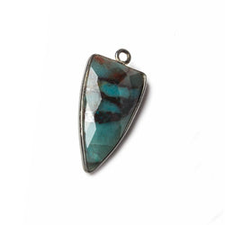 21x11mm Black Gold Bezel Chrysocolla faceted point 1 focal bead (ONLINE ORDER ONLY)