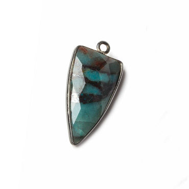 21x11mm Black Gold Bezel Chrysocolla faceted point 1 focal bead (ONLINE ORDER ONLY)