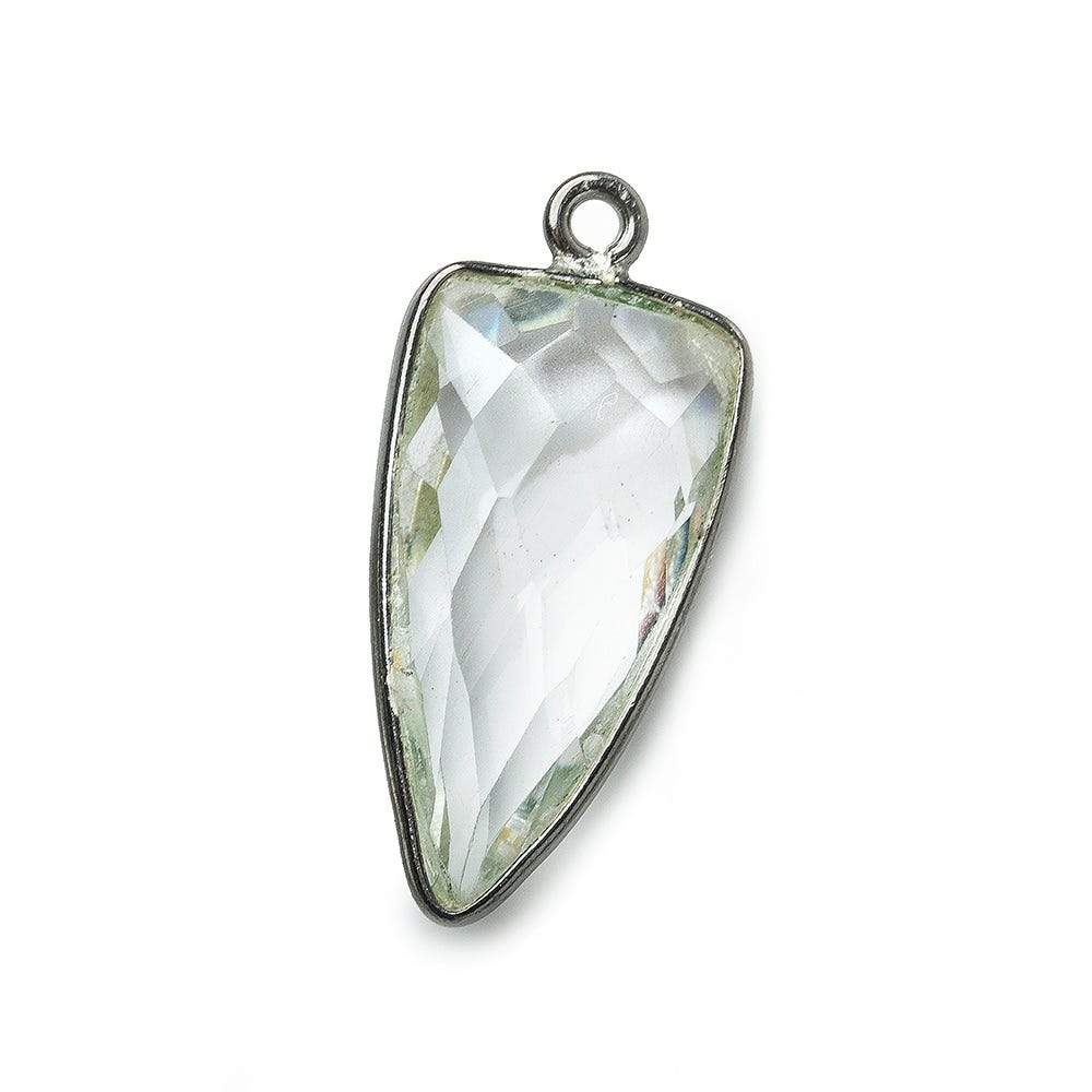 21x11mm Black Gold Bezel Crystal Quartz faceted point 1 focal bead (ONLINE ORDER ONLY)