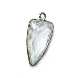 21x11mm Black Gold Bezel Crystal Quartz faceted point 1 focal bead (ONLINE ORDER ONLY)