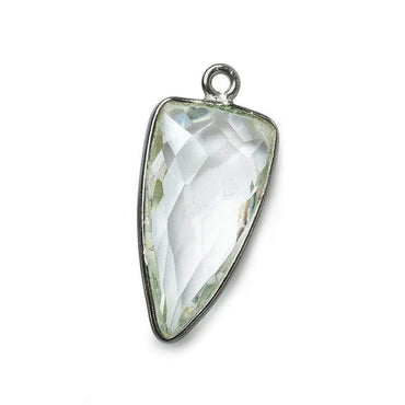 21x11mm Black Gold Bezel Crystal Quartz faceted point 1 focal bead (ONLINE ORDER ONLY)