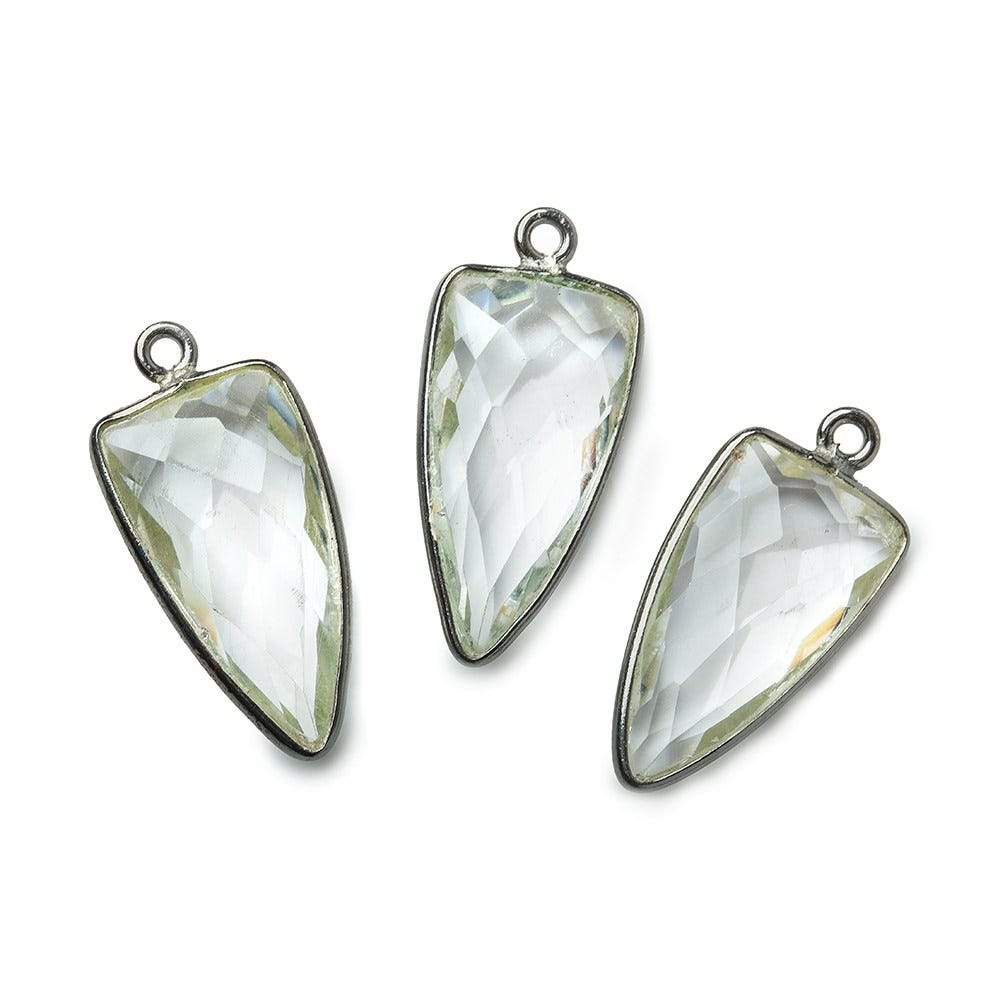 21x11mm Black Gold Bezel Crystal Quartz faceted point 1 focal bead (ONLINE ORDER ONLY)