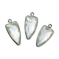 21x11mm Black Gold Bezel Crystal Quartz faceted point 1 focal bead (ONLINE ORDER ONLY)