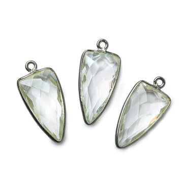 21x11mm Black Gold Bezel Crystal Quartz faceted point 1 focal bead (ONLINE ORDER ONLY)