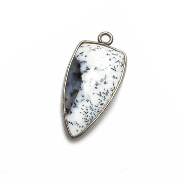 21x11mm Black Gold Bezel Dendritic Opal faceted point 1 focal bead (ONLINE ORDER ONLY)