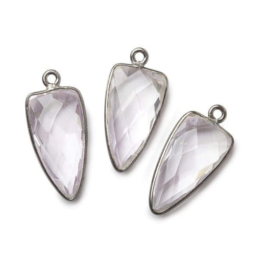 21x11mm Black Gold Bezel Pink Amethyst faceted point 1 focal bead (ONLINE ORDER ONLY)