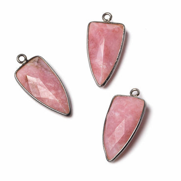 21x11mm Black Gold Bezel Pink Peruvian Opal faceted point 1 focal bead (ONLINE ORDER ONLY)