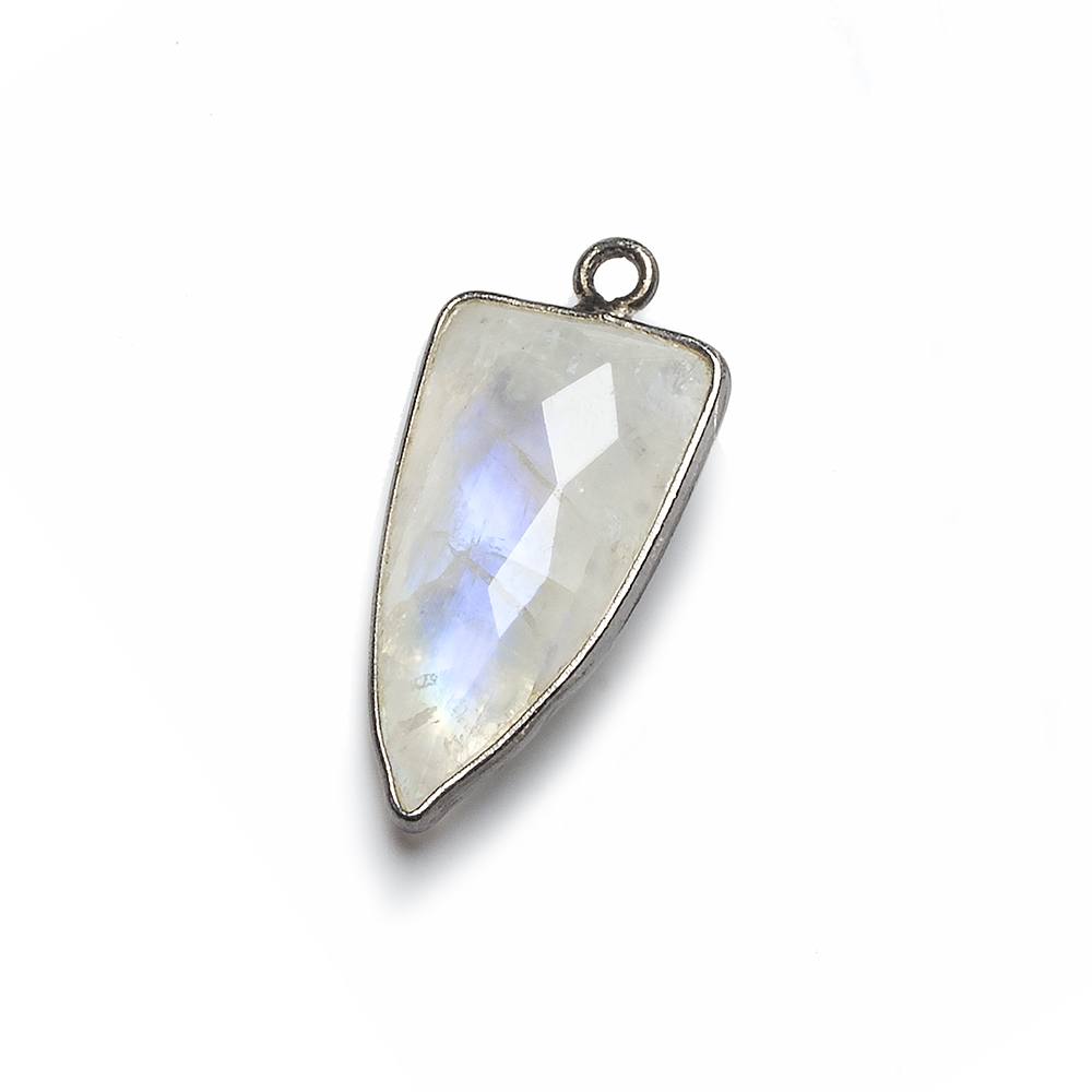 21x11mm Black Gold Bezel Rainbow Moonstone faceted point 1 focal bead (ONLINE ORDER ONLY)