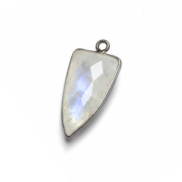 21x11mm Black Gold Bezel Rainbow Moonstone faceted point 1 focal bead (ONLINE ORDER ONLY)
