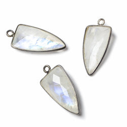21x11mm Black Gold Bezel Rainbow Moonstone faceted point 1 focal bead (ONLINE ORDER ONLY)