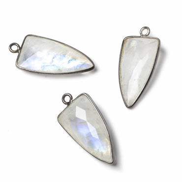 21x11mm Black Gold Bezel Rainbow Moonstone faceted point 1 focal bead (ONLINE ORDER ONLY)