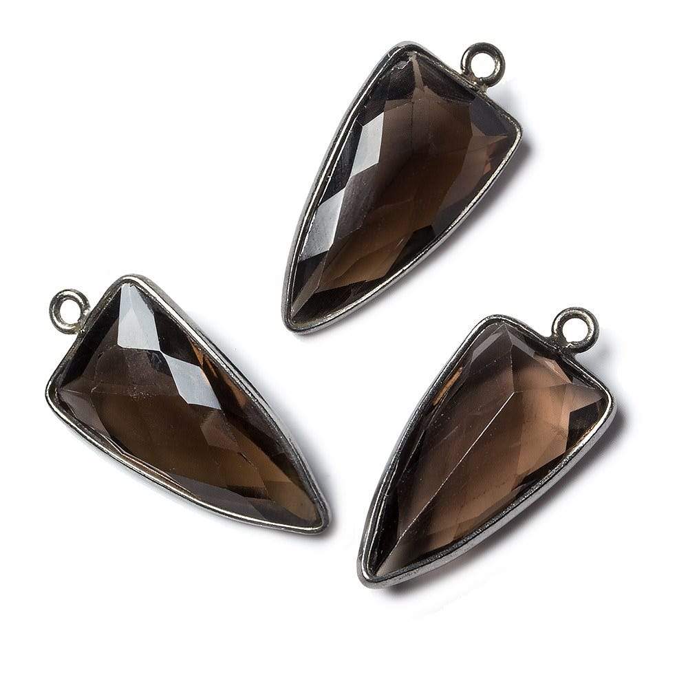 21x11mm Black Gold Bezel Smoky Quartz faceted point 1 focal bead (ONLINE ORDER ONLY)