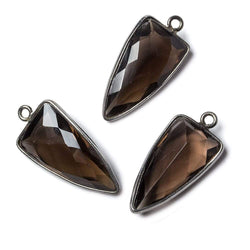21x11mm Black Gold Bezel Smoky Quartz faceted point 1 focal bead (ONLINE ORDER ONLY)