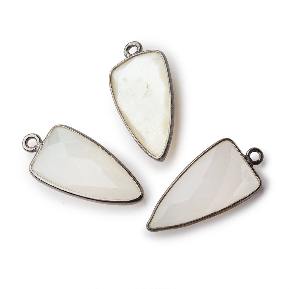 21x11mm Black Gold Bezel White Moonstone faceted point 1 focal bead (ONLINE ORDER ONLY)