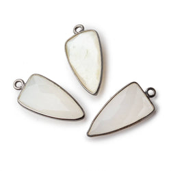 21x11mm Black Gold Bezel White Moonstone faceted point 1 focal bead (ONLINE ORDER ONLY)