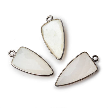 21x11mm Black Gold Bezel White Moonstone faceted point 1 focal bead (ONLINE ORDER ONLY)