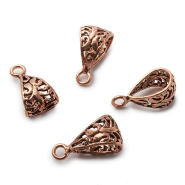21x11mm Copper Bail with Vine Pattern Set of 4 (ONLINE ORDER ONLY)