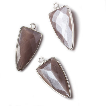 21x11mm Silver Bezel Chocolate Moonstone faceted point 1 focal bead (ONLINE ORDER ONLY)