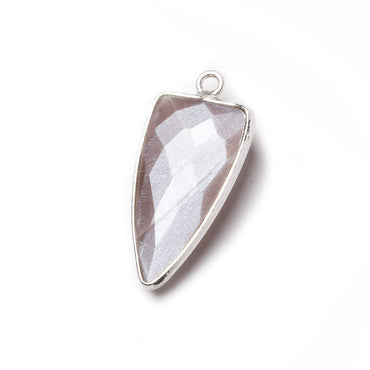 21x11mm Silver Bezel Chocolate Moonstone faceted point 1 focal bead (ONLINE ORDER ONLY)