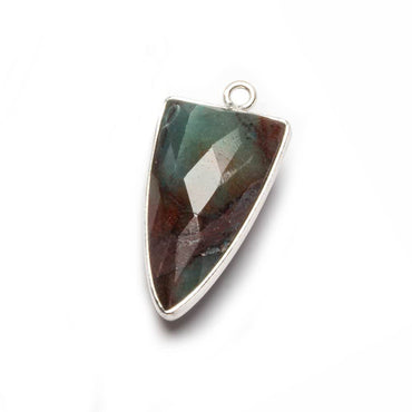 21x11mm Silver Bezel Chrysocolla faceted point 1 focal bead (ONLINE ORDER ONLY)