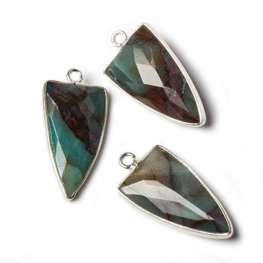 21x11mm Silver Bezel Chrysocolla faceted point 1 focal bead (ONLINE ORDER ONLY)