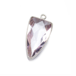 21x11mm Silver Bezel Pink Amethyst faceted point 1 focal bead (ONLINE ORDER ONLY)