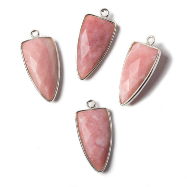 21x11mm Silver Bezel Pink Peruvian Opal faceted point 1 focal bead (ONLINE ORDER ONLY)
