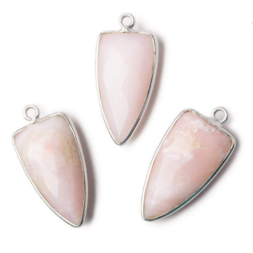21x11mm Silver Bezel Pink Peruvian Opal faceted point 1 focal bead (ONLINE ORDER ONLY)