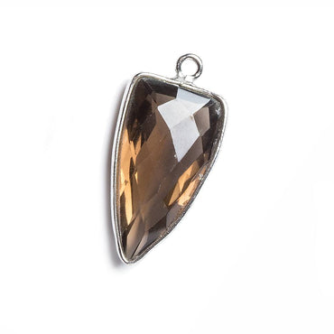 21x11mm Silver Bezel Smoky Quartz faceted point 1 focal bead (ONLINE ORDER ONLY)