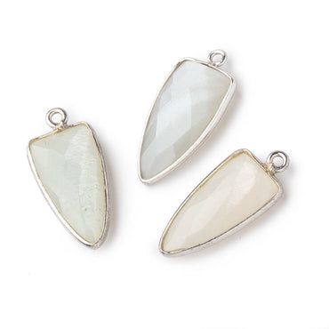 21x11mm Silver Bezel White Moonstone faceted point 1 focal bead (ONLINE ORDER ONLY)