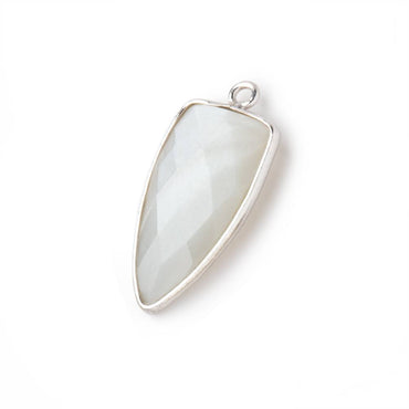 21x11mm Silver Bezel White Moonstone faceted point 1 focal bead (ONLINE ORDER ONLY)