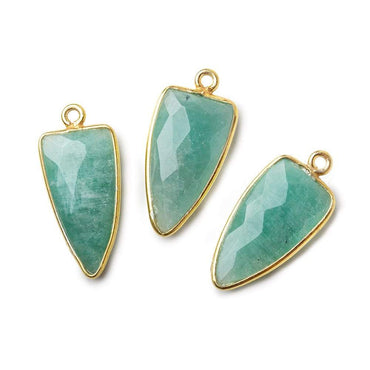 21x11mm Vermeil Bezel Amazonite faceted point 1 focal bead (ONLINE ORDER ONLY)