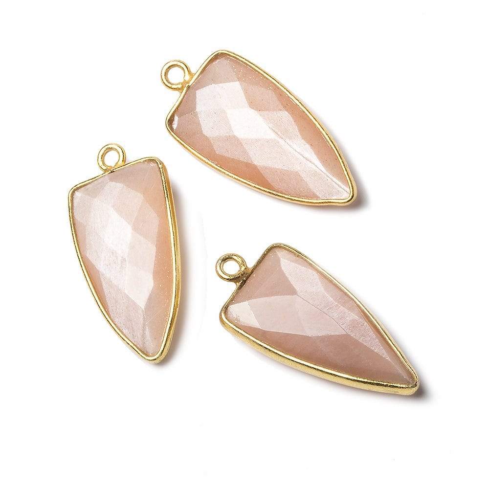 21x11mm Vermeil Bezel Angel Skin Peach Moonstone faceted point 1 focal bead (ONLINE ORDER ONLY)