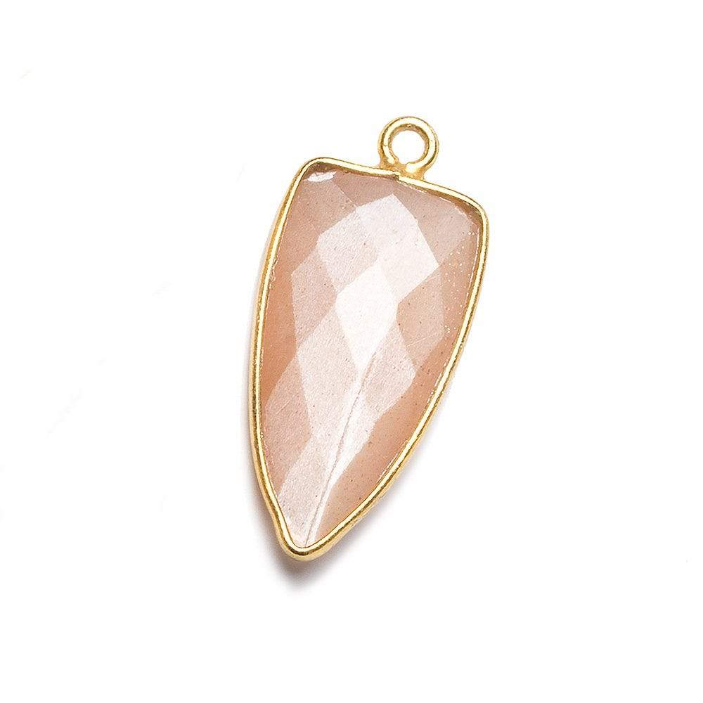 21x11mm Vermeil Bezel Angel Skin Peach Moonstone faceted point 1 focal bead (ONLINE ORDER ONLY)