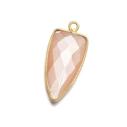 21x11mm Vermeil Bezel Angel Skin Peach Moonstone faceted point 1 focal bead (ONLINE ORDER ONLY)