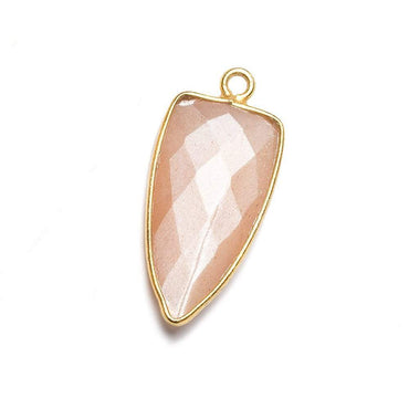 21x11mm Vermeil Bezel Angel Skin Peach Moonstone faceted point 1 focal bead (ONLINE ORDER ONLY)