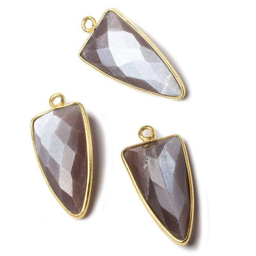21x11mm Vermeil Bezel Chocolate Moonstone faceted point 1 focal bead (ONLINE ORDER ONLY)