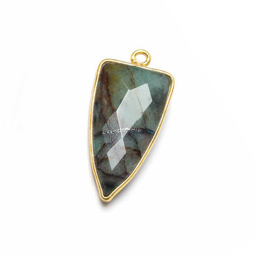 21x11mm Vermeil Bezel Chrysocolla faceted point 1 focal bead (ONLINE ORDER ONLY)