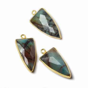 21x11mm Vermeil Bezel Chrysocolla faceted point 1 focal bead (ONLINE ORDER ONLY)