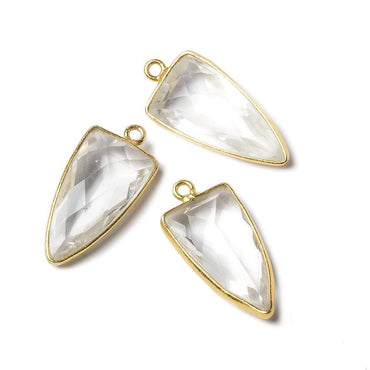 21x11mm Vermeil Bezel Crystal Quartz faceted point 1 focal bead (ONLINE ORDER ONLY)