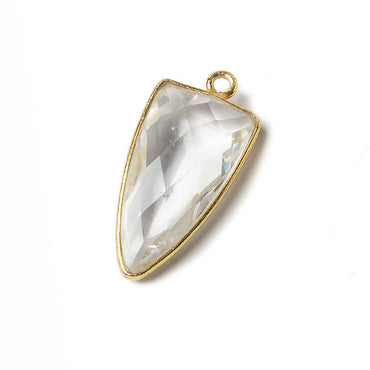 21x11mm Vermeil Bezel Crystal Quartz faceted point 1 focal bead (ONLINE ORDER ONLY)