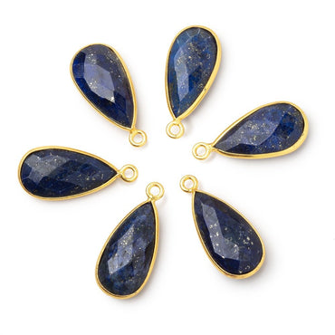 21x11mm Vermeil Bezel Lapis Lazuli Faceted Pear Pendant 1 piece (ONLINE ORDER ONLY)